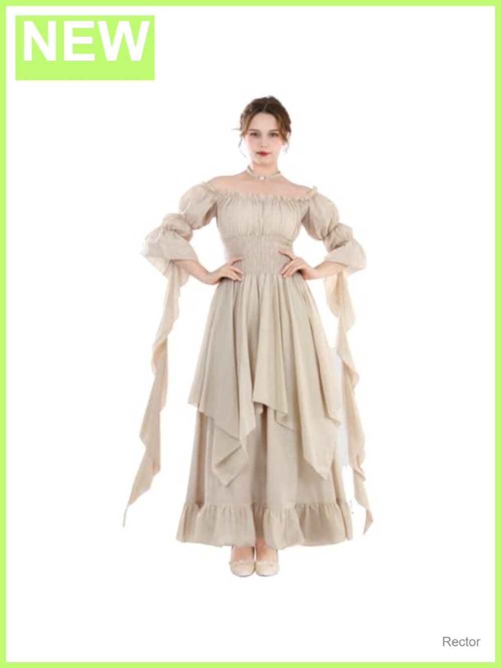 Victorian Renaissance Dress Off Shoulder Medieval Costume Gown
